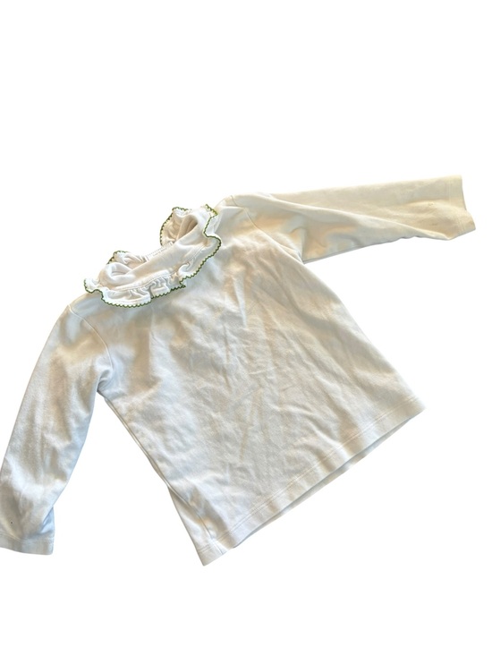 Little English Other - Little English 5 Girls White Ruffle Collar Long-Sleeve Top with Green Trim